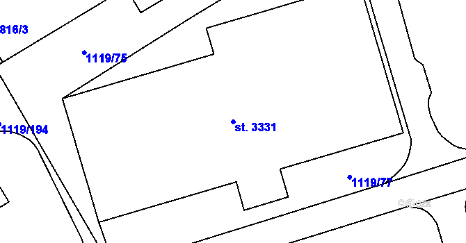 Parcela st. 3331 v KÚ Zlín, Katastrální mapa