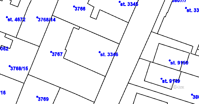 Parcela st. 3346 v KÚ Zlín, Katastrální mapa