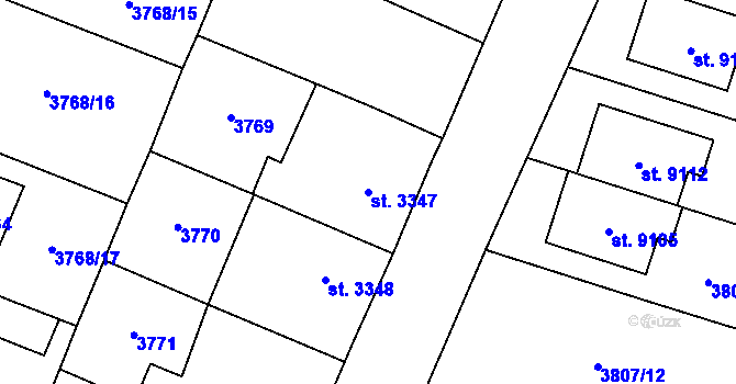 Parcela st. 3347 v KÚ Zlín, Katastrální mapa