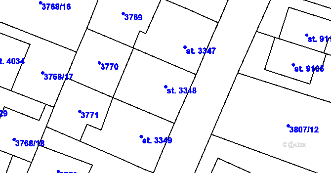 Parcela st. 3348 v KÚ Zlín, Katastrální mapa