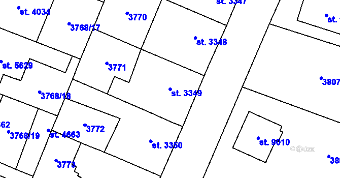 Parcela st. 3349 v KÚ Zlín, Katastrální mapa