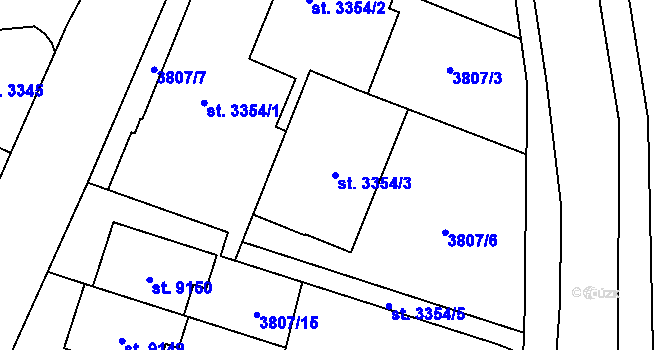 Parcela st. 3354/3 v KÚ Zlín, Katastrální mapa