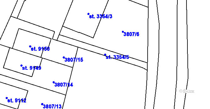 Parcela st. 3354/5 v KÚ Zlín, Katastrální mapa