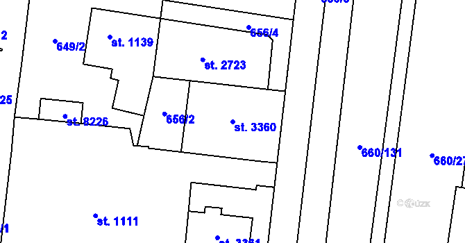 Parcela st. 3360 v KÚ Zlín, Katastrální mapa