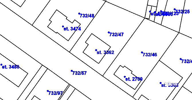 Parcela st. 3362 v KÚ Zlín, Katastrální mapa