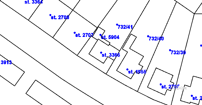 Parcela st. 3366 v KÚ Zlín, Katastrální mapa