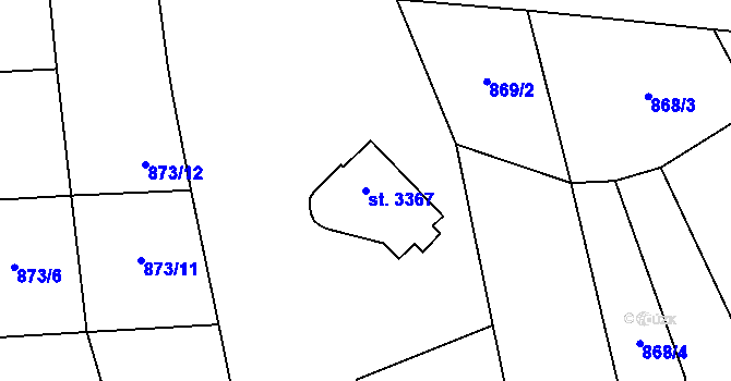 Parcela st. 3367 v KÚ Zlín, Katastrální mapa