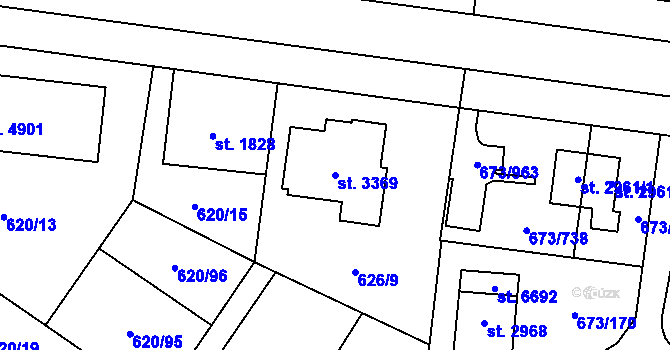 Parcela st. 3369 v KÚ Zlín, Katastrální mapa