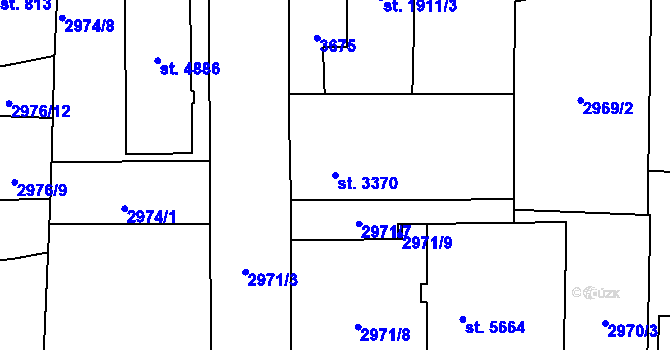 Parcela st. 3370 v KÚ Zlín, Katastrální mapa