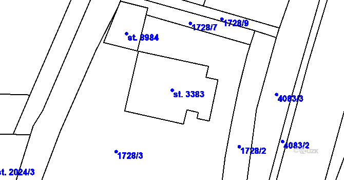 Parcela st. 3383 v KÚ Zlín, Katastrální mapa
