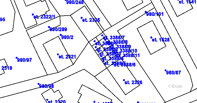 Parcela st. 3388/3 v KÚ Zlín, Katastrální mapa