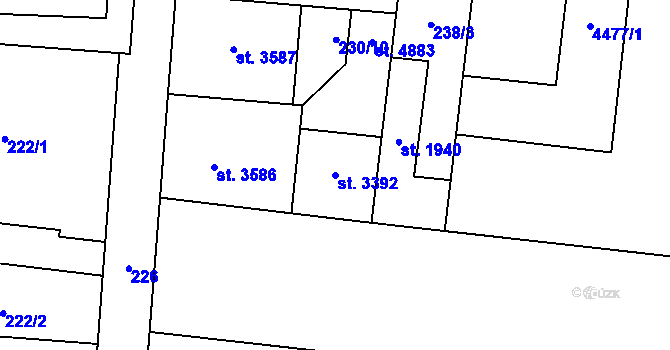 Parcela st. 3392 v KÚ Zlín, Katastrální mapa