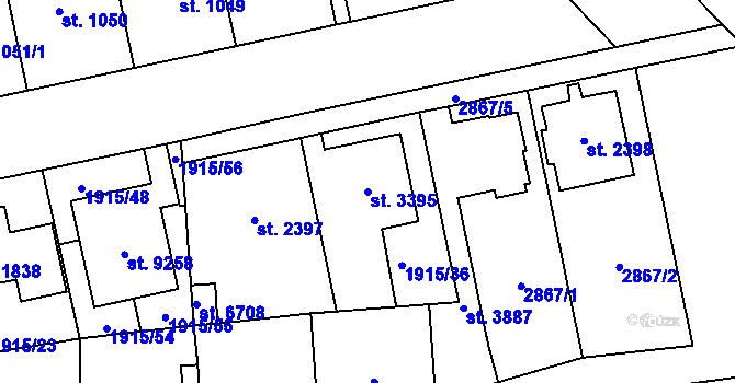 Parcela st. 3395 v KÚ Zlín, Katastrální mapa