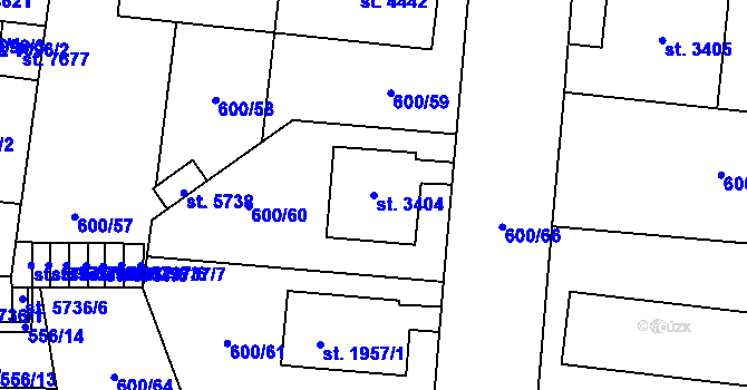 Parcela st. 3404 v KÚ Zlín, Katastrální mapa
