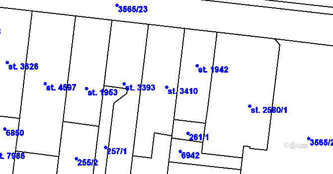 Parcela st. 3410 v KÚ Zlín, Katastrální mapa