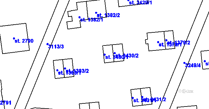Parcela st. 3430/1 v KÚ Zlín, Katastrální mapa