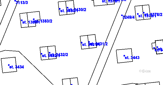 Parcela st. 3431/1 v KÚ Zlín, Katastrální mapa