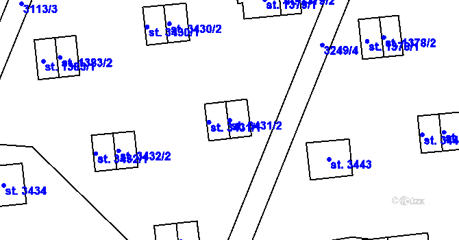 Parcela st. 3431/2 v KÚ Zlín, Katastrální mapa