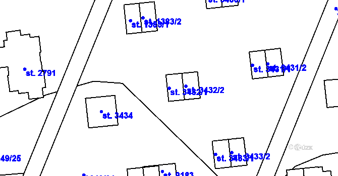 Parcela st. 3432/1 v KÚ Zlín, Katastrální mapa