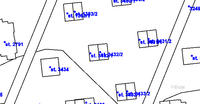 Parcela st. 3432/2 v KÚ Zlín, Katastrální mapa
