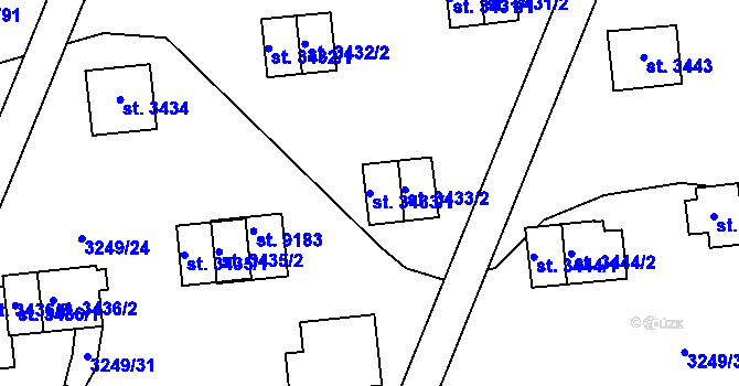 Parcela st. 3433/1 v KÚ Zlín, Katastrální mapa