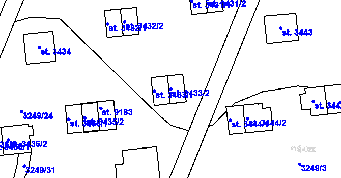 Parcela st. 3433/2 v KÚ Zlín, Katastrální mapa