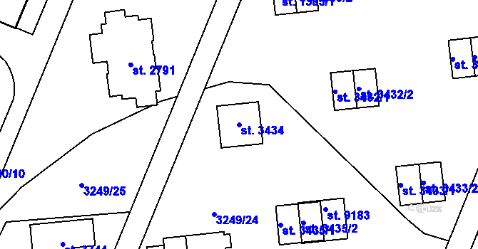 Parcela st. 3434 v KÚ Zlín, Katastrální mapa