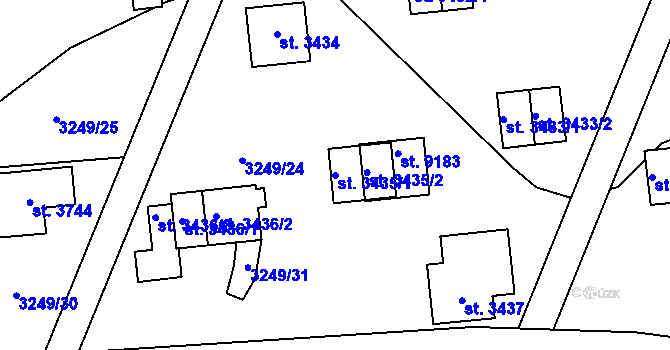 Parcela st. 3435/1 v KÚ Zlín, Katastrální mapa