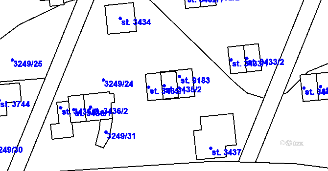 Parcela st. 3435/2 v KÚ Zlín, Katastrální mapa