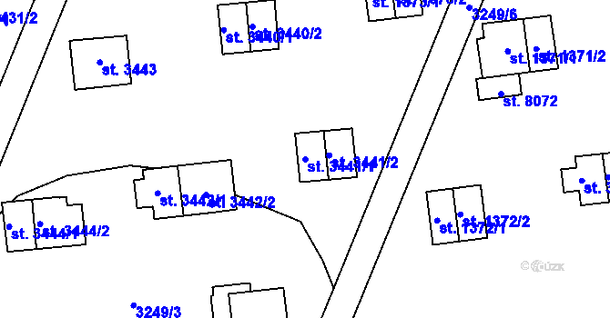 Parcela st. 3441/1 v KÚ Zlín, Katastrální mapa