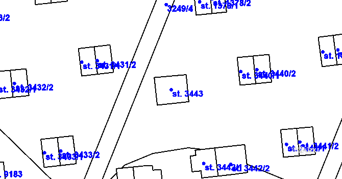 Parcela st. 3443 v KÚ Zlín, Katastrální mapa