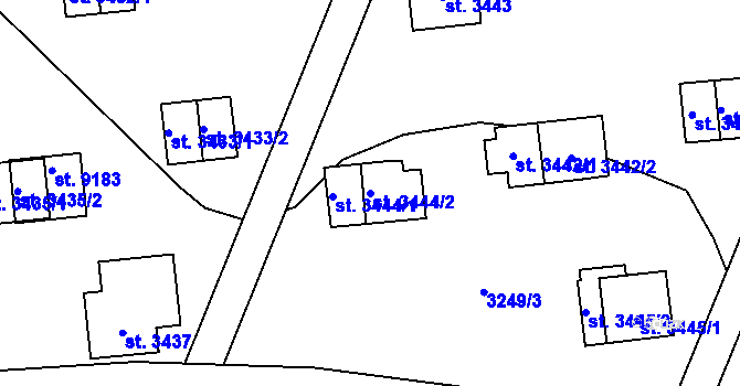 Parcela st. 3444/2 v KÚ Zlín, Katastrální mapa