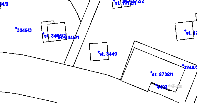 Parcela st. 3449 v KÚ Zlín, Katastrální mapa