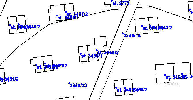 Parcela st. 3458/2 v KÚ Zlín, Katastrální mapa