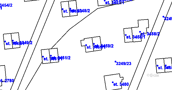 Parcela st. 3459/1 v KÚ Zlín, Katastrální mapa