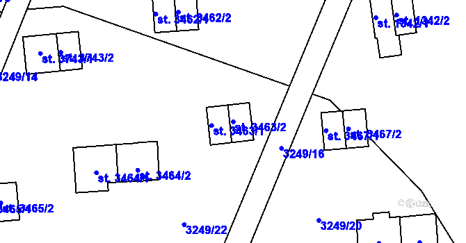 Parcela st. 3463/2 v KÚ Zlín, Katastrální mapa