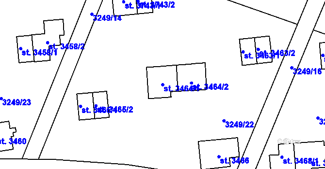 Parcela st. 3464/1 v KÚ Zlín, Katastrální mapa