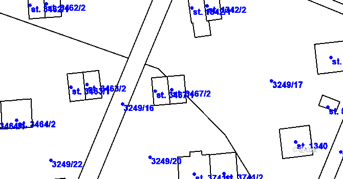 Parcela st. 3467/2 v KÚ Zlín, Katastrální mapa