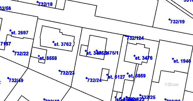 Parcela st. 3475/1 v KÚ Zlín, Katastrální mapa