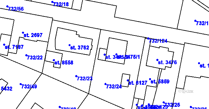 Parcela st. 3475/2 v KÚ Zlín, Katastrální mapa