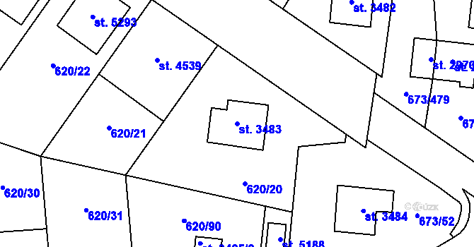 Parcela st. 3483 v KÚ Zlín, Katastrální mapa