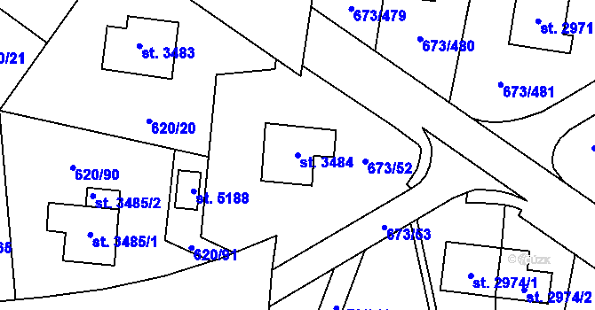 Parcela st. 3484 v KÚ Zlín, Katastrální mapa