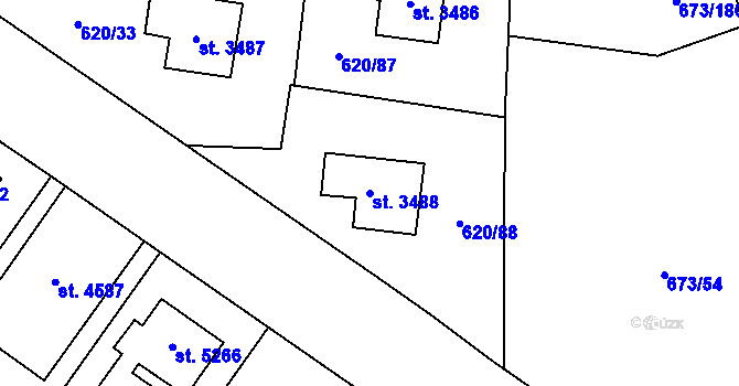 Parcela st. 3488 v KÚ Zlín, Katastrální mapa