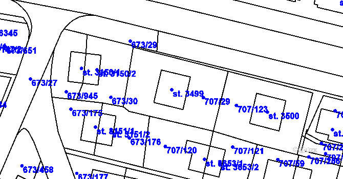 Parcela st. 3499 v KÚ Zlín, Katastrální mapa