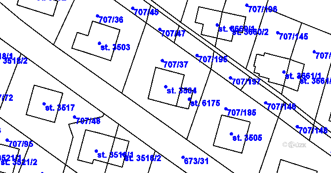 Parcela st. 3504 v KÚ Zlín, Katastrální mapa