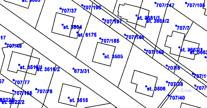 Parcela st. 3505 v KÚ Zlín, Katastrální mapa