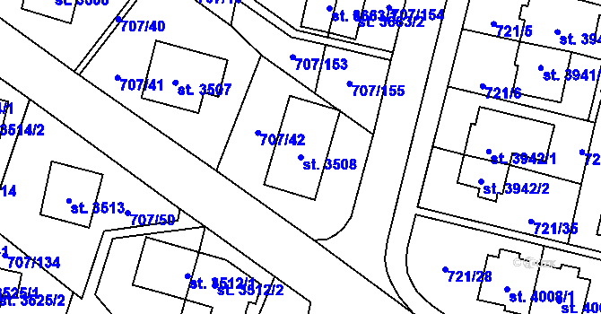 Parcela st. 3508 v KÚ Zlín, Katastrální mapa