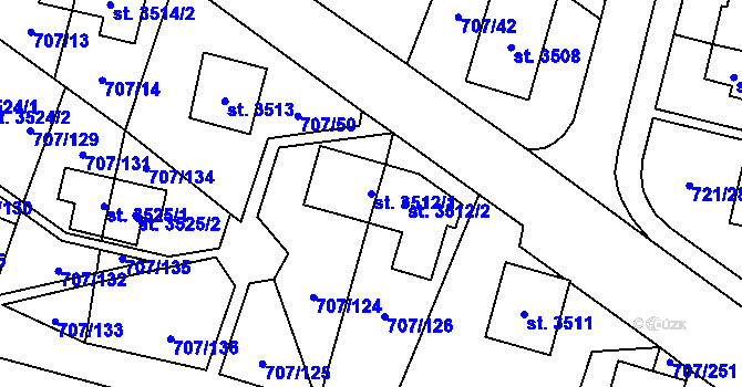 Parcela st. 3512/1 v KÚ Zlín, Katastrální mapa