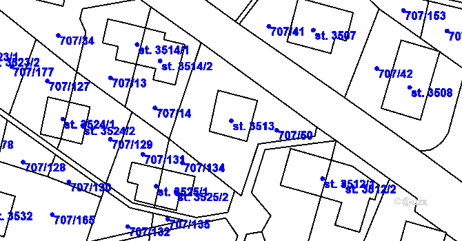 Parcela st. 3513 v KÚ Zlín, Katastrální mapa