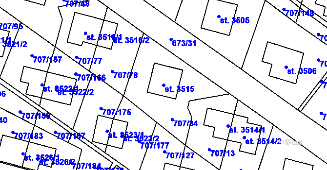 Parcela st. 3515 v KÚ Zlín, Katastrální mapa